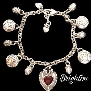 Retired Brighton Silver Plated Heart Bracelet with Tin